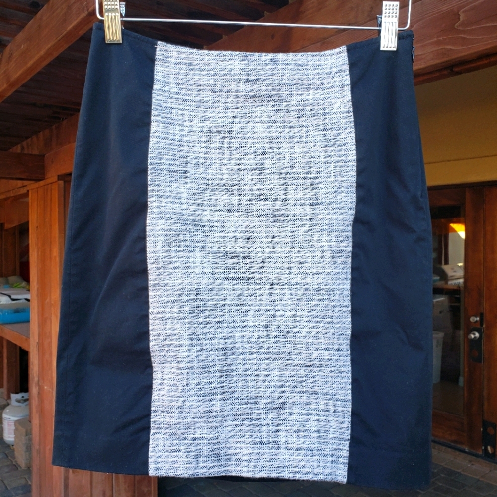 DKNYC paneled white and black tweed pencil skirt